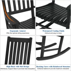 Costway 2PCS Wood Rocking Chair Porch Rocker High Back Garden Seat Indoor Outdoor 20 Costway 2PCS Wood Rocking Chair Porch Rocker High Back Garden Seat Indoor Outdoor -Online Furniture Store GUEST 7b5439c4 7813 4f16 b074 fa65218cab06
