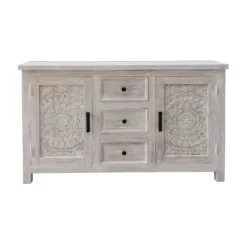 Flora 2 Door 3 Drawer Credenza White Wash - Treasure Trove Accents