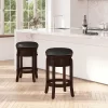 Merrick Lane Clara Backless Wooden Counter Stool With Faux Leather 360 Degree Swivel Seat
