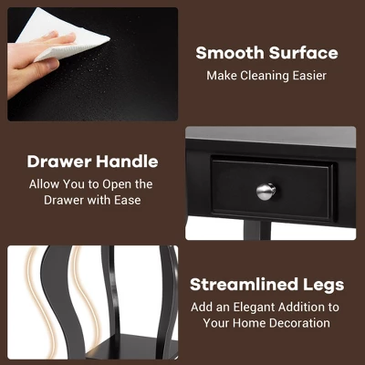 Costway 2PCS End Table Accent Side Table Nightstand W/ Drawer & Bottom Shelf 8 Costway 2PCS End Table Accent Side Table Nightstand W/ Drawer & Bottom Shelf - Image 8