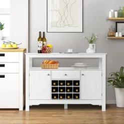 Costway Storage Buffet Sideboard Table Kitchen Sever Cabinet Wine Rack White -Online Furniture Store GUEST 7c93602e 816f 4f8b ae22 35ff975257d0