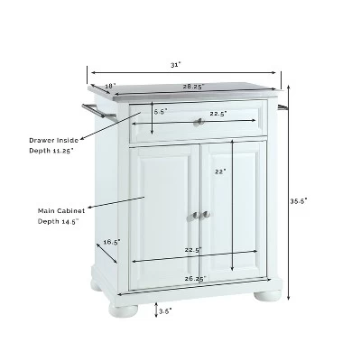 Alexandria Stainless Steel Top Portable Kitchen Island - White - Crosley 5 Alexandria Stainless Steel Top Portable Kitchen Island - White - Crosley - Image 5