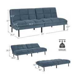 Costway Modern Convertible Futon Sofa Bed Linen Fabric Folding Couch Recliner GreyAquamarineBlue -Online Furniture Store GUEST 7d36f4e3 ed30 4a68 80e0 678a99f561e8