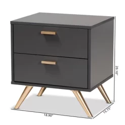 Kelson Wood 2 Drawer Nightstand Dark Gray/Gold - Baxton Studio -Online Furniture Store GUEST 7d4e88af 9b7c 4488 9d1f e4330832d31f