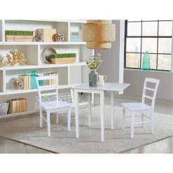 Small Dual Drop Leaf Dining Table With 2 Madrid Ladderback Chairs White - International Concepts -Online Furniture Store GUEST 7de1a7db e279 4eb5 8f1f 60f3e766790c