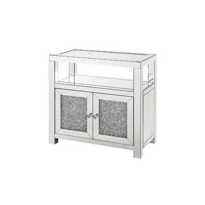 32" Noralie Cabinet Clear Glass/Mirrored/Faux Diamonds - Acme Furniture 3 32" Noralie Cabinet Clear Glass/Mirrored/Faux Diamonds - Acme Furniture - Image 3