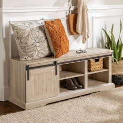 48" Transitional Sliding Door Wood And Metal Bench - Saracina Home 29 48" Transitional Sliding Door Wood And Metal Bench - Saracina Home -Online Furniture Store GUEST 7e7d3fd3 cfbe 404d baa2 6aa5913b5340