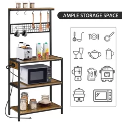 Yaheetech 67.5" H Baker’s Rack With Power Outlet For Kitchen Storage, Rustic Brown -Online Furniture Store GUEST 7ea24def 693a 4235 b51c 4dd89ae00bdd
