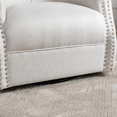 Jorge Curved And Ergonomic Design Barrel Chair With Decorative Nailhead Tirms Swivel Chair | ARTFUL LIVING DESIGN 4 Jorge Curved And Ergonomic Design Barrel Chair With Decorative Nailhead Tirms Swivel Chair | ARTFUL LIVING DESIGN - Image 4