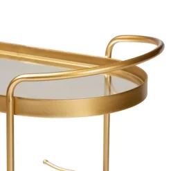 Kamal Glam Brushed Metal And Mirrored Glass 2 Tier Mobile Wine Bar Cart Gold - Baxton Studio -Online Furniture Store GUEST 7fdb4788 9cc6 44ae 9d85 7ff4ff08d113