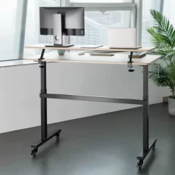 Tranzendesk Standing Desk With Clamp-On Shelf - 55" Sit To Stand Workstation With 55” Monitor Stand – Maple - Stand Steady -Online Furniture Store GUEST 803f6070 9eee 419d b52e a101a68c91e3