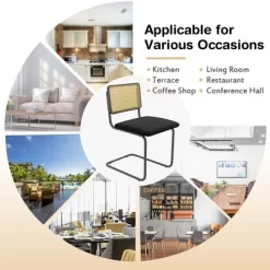 Costway Dining Chairs Set Rattan Upholstered Dining Chairs With Cane Back&Metal Base -Online Furniture Store GUEST 805ac221 0c05 4c74 b0ca ef47a3f7d247