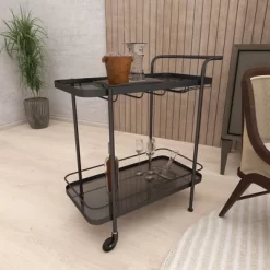 Contemporary Metal Bar Cart Black - Olivia & May -Online Furniture Store GUEST 81265517 da5e 4a01 9962 7d970ab53440