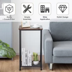 Costway Set Of 2 2-Tier Industrial Side End Accent Telephone Table W/ Mesh Shelf -Online Furniture Store GUEST 812b673c 0902 4f0b af3e aa227a32d445