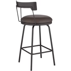 Elm Lane Metal Swivel Bar Stool Matte Black 26" High Rustic Brown Leather Cushion With Low Backrest Footrest For Kitchen Counter Home 15 Elm Lane Metal Swivel Bar Stool Matte Black 26" High Rustic Brown Leather Cushion With Low Backrest Footrest For Kitchen Counter Home -Online Furniture Store GUEST 8142398e 85cd 4af5 a287 83caa96a0aa8