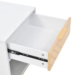 Nightstand With USB Charging Ports, End Table With 1 Drawer And Metal Legs, White+Natural Finish-ModernLuxe -Online Furniture Store GUEST 8176a0dd b541 41f9 a391 01b10ffd9522