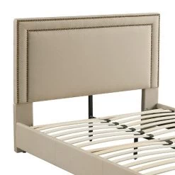 Glenwillow Home Baffin Upholstered Headboard In Taupe Linen, King/California King Size