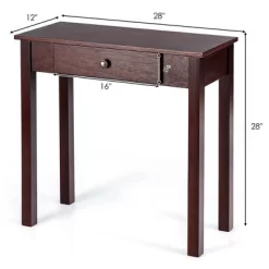 Costway Console Table With Drawer Entryway Hallway Accent Wooden Table Espresso