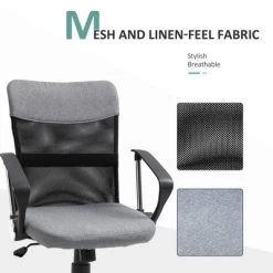 Vinsetto Mid Back Ergonomic Desk Chair Swivel Mesh Fabric Computer Office Chair With Backrest, Armrests, Rocking Function, Adjustable, Gray / Black -Online Furniture Store GUEST 835d421a 504a 46f2 b049 570e6a5ac25e