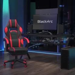 BlackArc Zulu Gaming Desk And Chair Set, Ergonomic Gaming Chair With USB Massage, Slide-Out Footrest, And Detachable Headrest Pillow
