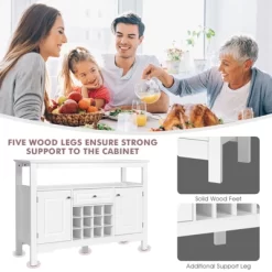 Costway Storage Buffet Sideboard Table Kitchen Sever Cabinet Wine Rack White -Online Furniture Store GUEST 848a38e1 2e58 4abd 8d29 b85406aba8c5