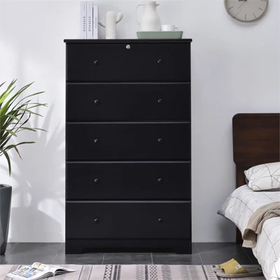 Better Home Products Isabela Solid Pine Wood 5 Drawer Chest Dresser In Black 1 Better Home Products Isabela Solid Pine Wood 5 Drawer Chest Dresser In Black