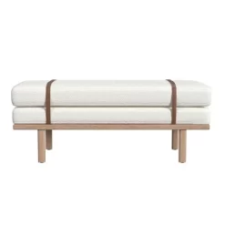 Upholstered Bench With Wood Base Cream Boucle - HomePop -Online Furniture Store GUEST 84ec80c1 573c 4410 83c7 f9dfcbfd0c7d