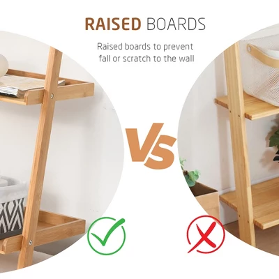 Costway 5-Tier Ladder Shelf Bamboo Bookshelf Wall-Leaning Storage Display Plant Stand 7 Costway 5-Tier Ladder Shelf Bamboo Bookshelf Wall-Leaning Storage Display Plant Stand - Image 7