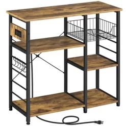Yaheetech Vintage Kitchen Island Baker's Rack With Power Outlet Utility Microwave Stand -Online Furniture Store GUEST 854a9814 926a 46cb b221 f970278fd6df