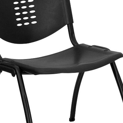 Flash Furniture HERCULES Series 880 Lb. Capacity Black Plastic Stack Chair With Oval Cutout Back And Black Frame 5 Flash Furniture HERCULES Series 880 Lb. Capacity Black Plastic Stack Chair With Oval Cutout Back And Black Frame - Image 5