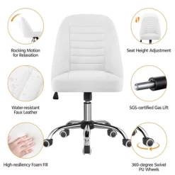 Yaheetech Faux Leather Mid Back Home Office Desk Chair With Chrome-plated Metal Base -Online Furniture Store GUEST 85b7d087 549c 4e60 8702 2646ebab6618