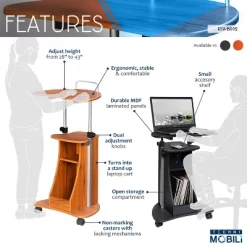 Sit To Stand Rolling Adjustable Height Laptop Cart With Storage Graphite - Techni Mobili -Online Furniture Store GUEST 85c07fad 66ca 4a08 a213 59788837724c