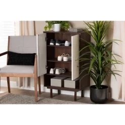2 Door Meike Two-Tone Wood Shoe Cabinet Walnut/White - Baxton Studio 14 2 Door Meike Two-Tone Wood Shoe Cabinet Walnut/White - Baxton Studio -Online Furniture Store GUEST 863ee331 3871 49a0 87fa 3954fd3c68a2