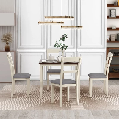 5 PCS Classic Dining Table Set With 4 Upholstered Chairs-ModernLuxe 1 5 PCS Classic Dining Table Set With 4 Upholstered Chairs-ModernLuxe