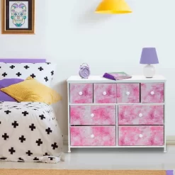 Sorbus Drawer Fabric Dresser For Bedroom Home And Office Pink