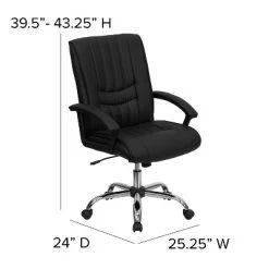 Flash Furniture Mid-Back Black LeatherSoft Swivel Manager's Office Chair With Arms 11 Flash Furniture Mid-Back Black LeatherSoft Swivel Manager's Office Chair With Arms -Online Furniture Store GUEST 88882550 b5e6 47c7 a691 8bf8d40f3dda