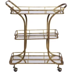 Uttermost Stassi 33" Wide Antiqued Gold Serving Bar Cart