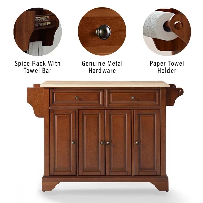Lafayette Wood Top Full Size Kitchen Island/Cart Cherry/Natural - Crosley 4 Lafayette Wood Top Full Size Kitchen Island/Cart Cherry/Natural - Crosley - Image 4