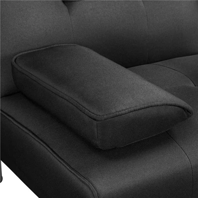 Yaheetech Convertible Futon Sofa Bed Tufted Fabric Futon With Cupholders And Pillows 7 Yaheetech Convertible Futon Sofa Bed Tufted Fabric Futon With Cupholders And Pillows - Image 7