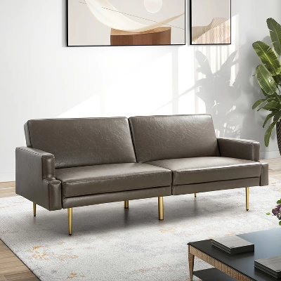 Lanna 76"Wide Vegan Leather Modern Style Convertible Futon Sofa Bed For Living Room Guest Bedroom | ARTFUL LIVING DESIGN 14 Lanna 76"Wide Vegan Leather Modern Style Convertible Futon Sofa Bed For Living Room Guest Bedroom | ARTFUL LIVING DESIGN - Image 14