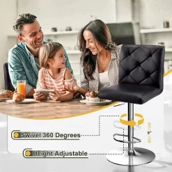 Hywela Bar Stools, Modern PU Leather Adjustable Swivel Barstools, Armless Kitchen Island Counter Bar Stools With Bigger Base, Set Of 2,Comfy- The Pop Home -Online Furniture Store GUEST 8a18b98c c739 40be b19b 4a9c049f8060