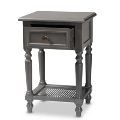 Sheldon Vintage Wood 1 Drawer Nightstand Gray - Baxton Studio