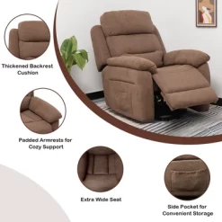 Costway Power Lift Recliner Chair Sofa For Elderly W/ Side Pocket & Remote Control GreyBrown -Online Furniture Store GUEST 8b662305 a37f 4437 812a 86457eb380e2