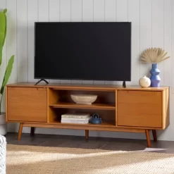 Solid Wood Mid-Century Modern TV Stand For TVs Up To 80" - Saracina Home -Online Furniture Store GUEST 8b7506fc 5e20 44b3 838f e44d2919b468