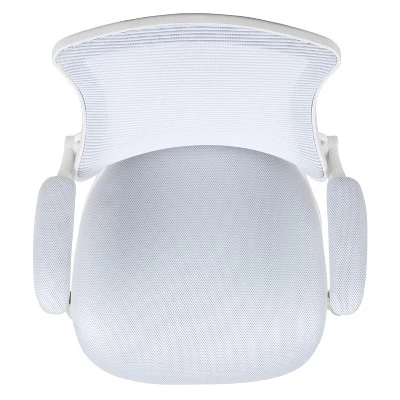 Flash Furniture Mid-Back White Mesh Swivel Ergonomic Task Office Chair With White Frame And Flip-Up Arms 8 Flash Furniture Mid-Back White Mesh Swivel Ergonomic Task Office Chair With White Frame And Flip-Up Arms - Image 8