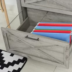 HOMCOM Retro Wooden 2-Drawer Lateral File Chest Cabinet Pedestal For Document Storage With Hanging Bar For Letter/Legal Size, Gray -Online Furniture Store GUEST 8d235bbe 14c4 4489 b300 3bdeaa8ce1cf