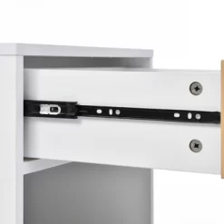 Nightstand With USB Charging Ports, End Table With 1 Drawer And Metal Legs, White+Natural Finish-ModernLuxe -Online Furniture Store GUEST 8d5480eb 61a5 4fec ad4a b6e99624ac2a