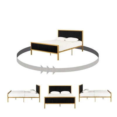 Queen Flam Upholstered Metal Bed - South Shore 8 Queen Flam Upholstered Metal Bed - South Shore - Image 8