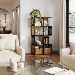 Lavish Home Freestanding 4-Tier Cube Storage Bookshelf – Industrial Wood And Metal Shelving, Oak/Black 11 Lavish Home Freestanding 4-Tier Cube Storage Bookshelf – Industrial Wood And Metal Shelving, Oak/Black -Online Furniture Store GUEST 8e40abdc 61ad 4475 8d8a 52fd8a973d00