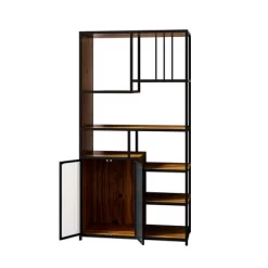 Multipurpose Bookshelf Storage Rack With Closed Storage Cabinets, Black + Brown - ModernLuxe -Online Furniture Store GUEST 8f350fcd 97ff 42d8 b902 4bfe08a4174a